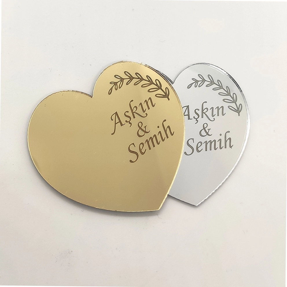 Kalp Ayna Pleksi Magnet 5,5x6 cm